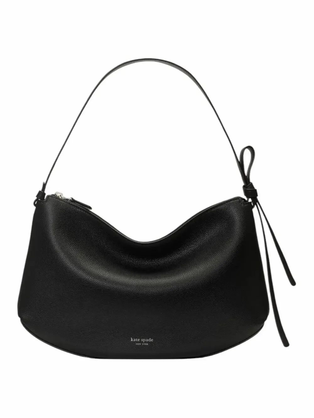 Kate Spade Loop Large Shoulder Bag Pebble Leather Black Silver